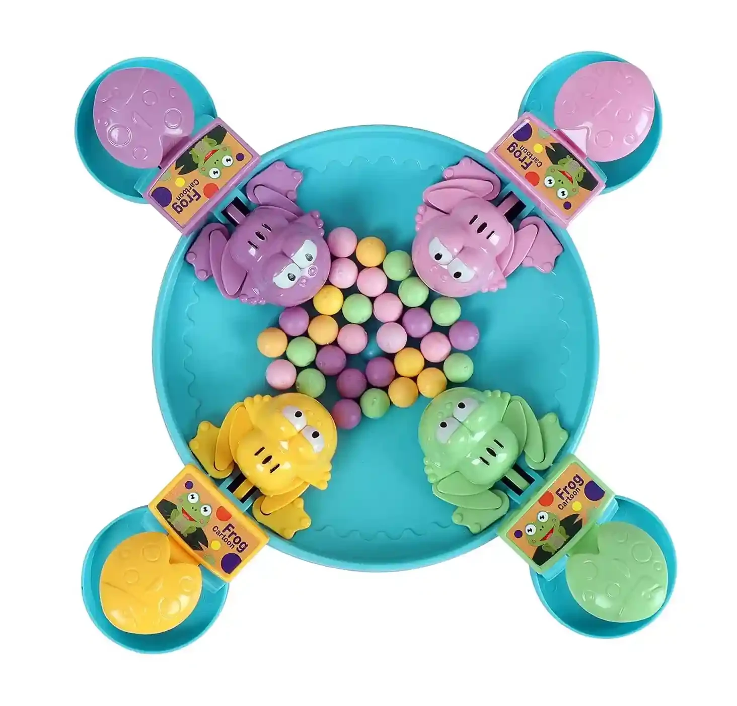 Colorful Hungry Frog Board Game – 4-Player Catch the Ball Feeding Game with Marbles for Kids
