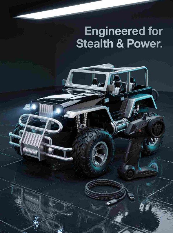 Xtreme Racer 5-Channel RC Off-Road Jeep – 2.4GHz Rechargeable 4x4 Rock Crawler with LED Lights & Type-C Charging