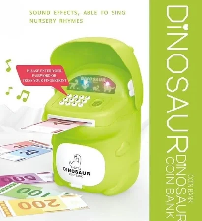 Jumbo Dino ATM Money Bank with Fingerprint Password Lock and Automatic Features