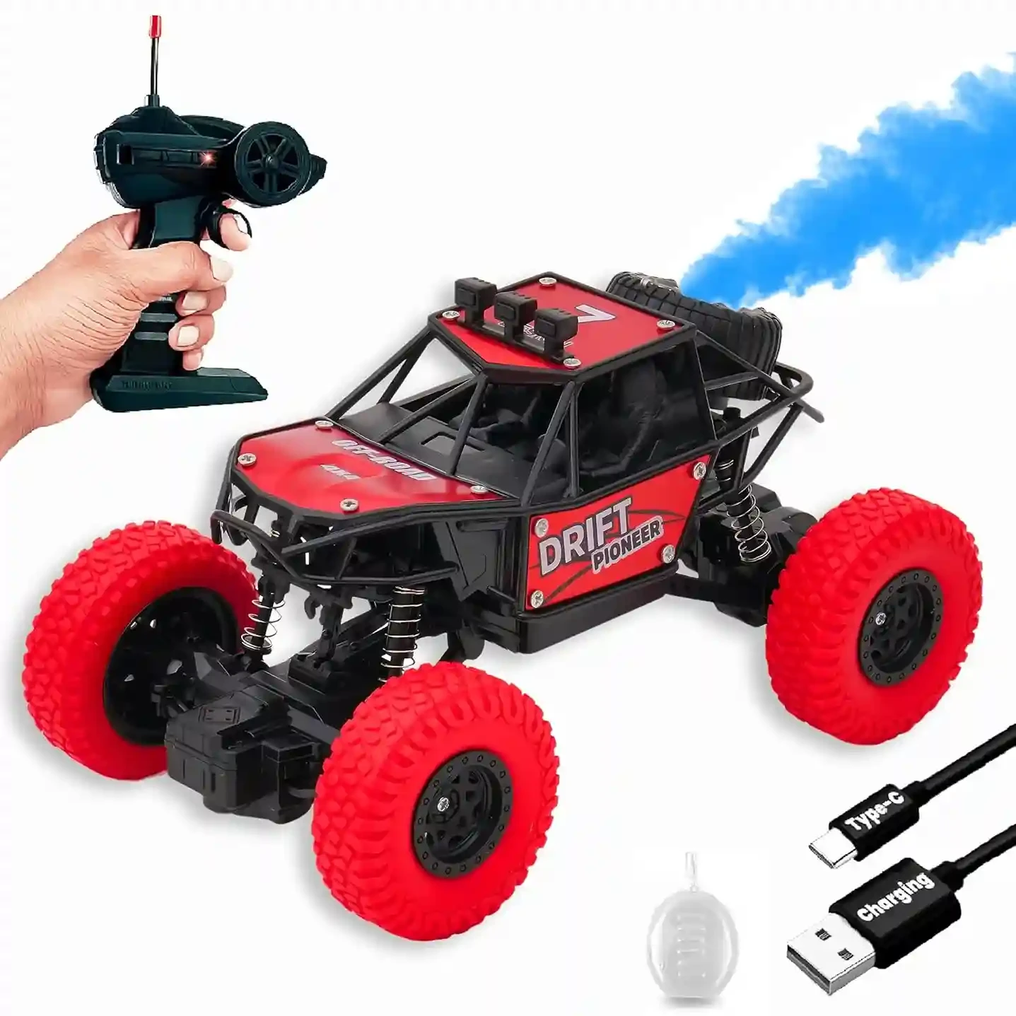 Rechargeable RC Off-Road Rock Crawler with Spray Effect | Remote Control Monster Car for Kids