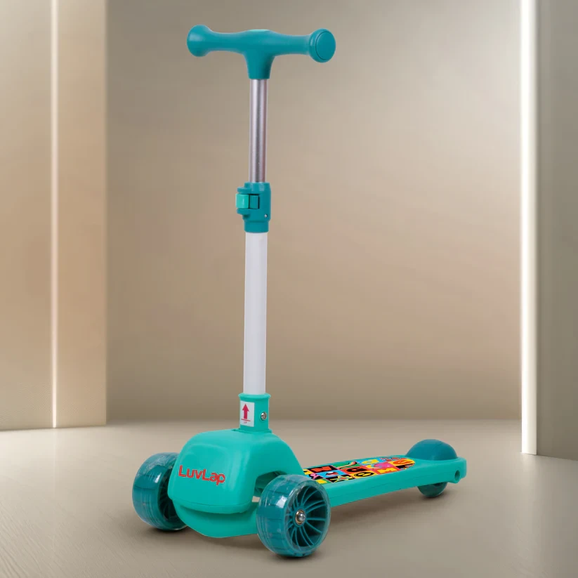 LuvLap Elegant 3-Wheel Kick Scooter for Kids – Adjustable Height, LED Lights, Stable Wide Deck, Easy-Grip Handlebars for Ages 3-10