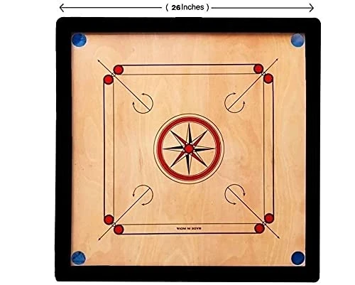 26 inch Wooden Carrom Board Set – Medium Size Family Indoor Game with Coins, Striker & Powder