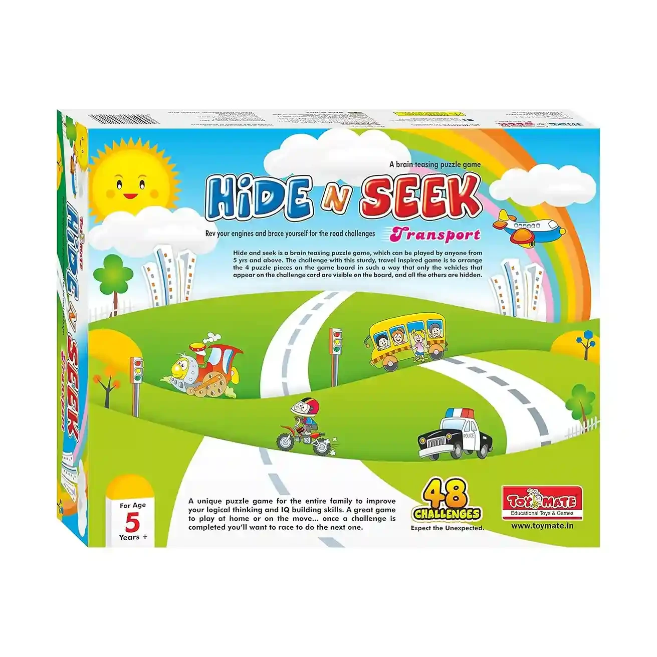 Hide & Seek Transport Challenge Game – 48 Puzzle Brain Teaser for Kids | Transport Theme Logic Board Game