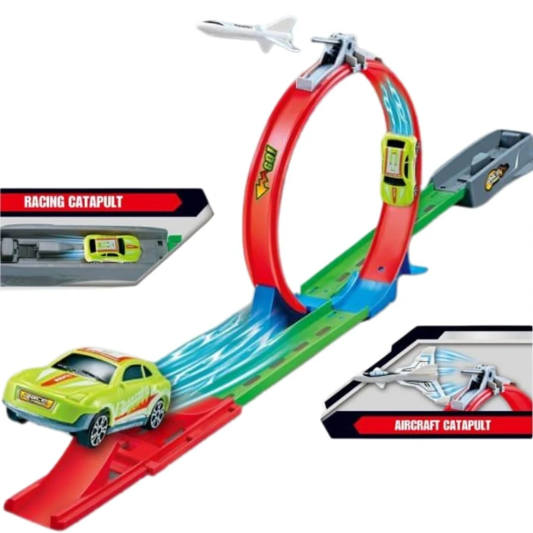 Runway Racing Catapult Toy – Single Track Car Launcher Game for Kids (with Diecast Car)