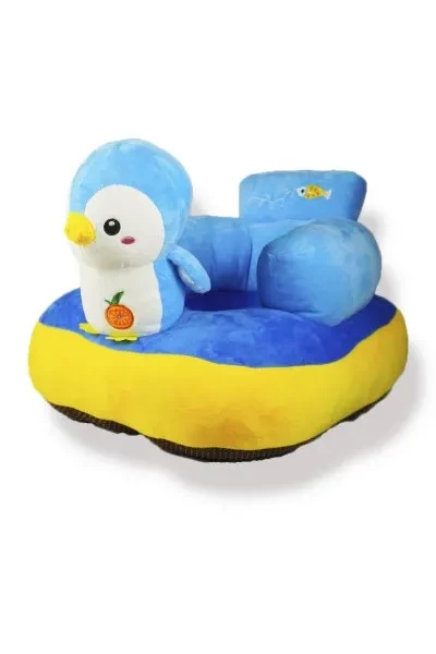 Premium Penguin Baby Sofa Seat – Soft Cotton Rocking Chair for Infants (Blue)