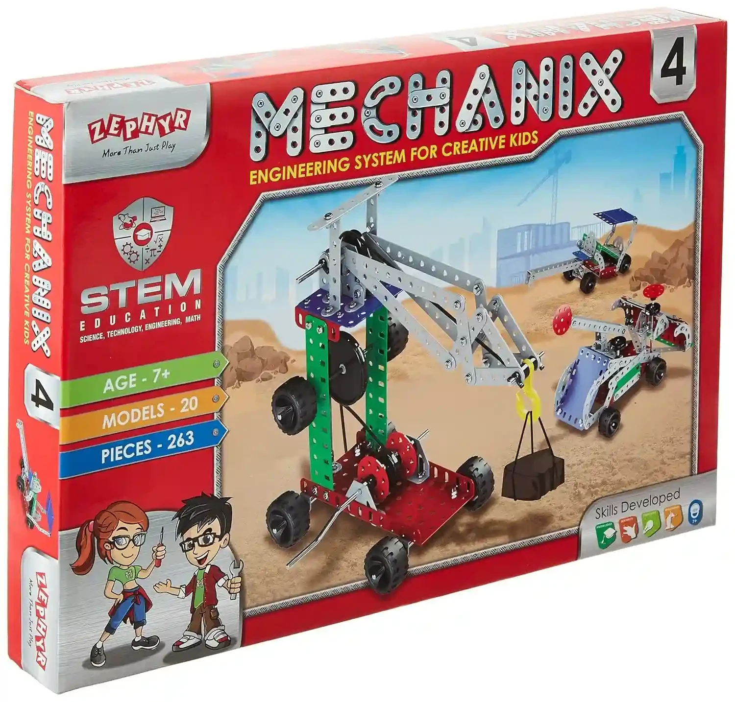 Mechanix-4 Metal Construction Set – 263-Piece DIY STEM Building Kit for Ages 7+