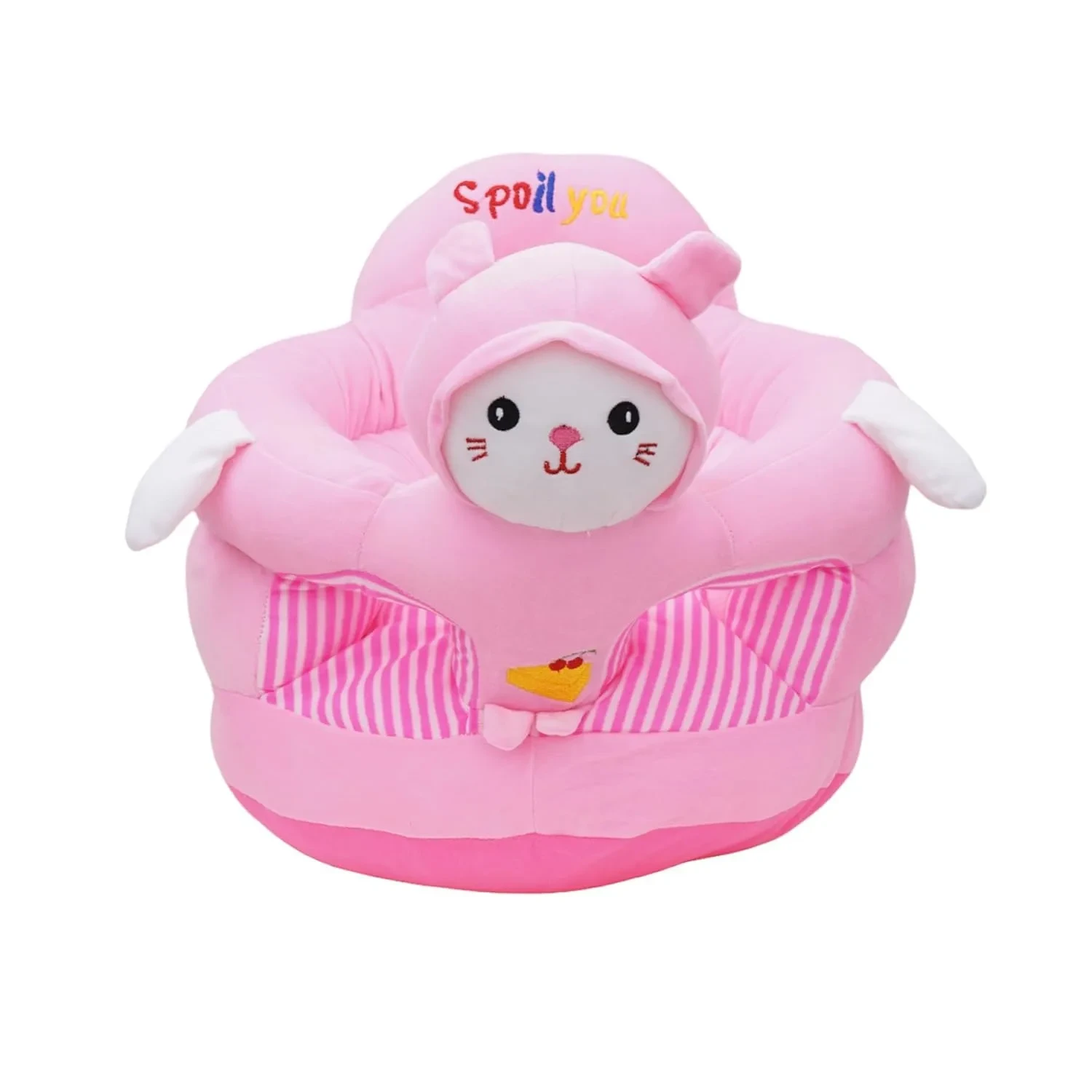 Kitty Plush Baby Seater Sofa – Soft Cotton Support Chair for Babies (Pink)