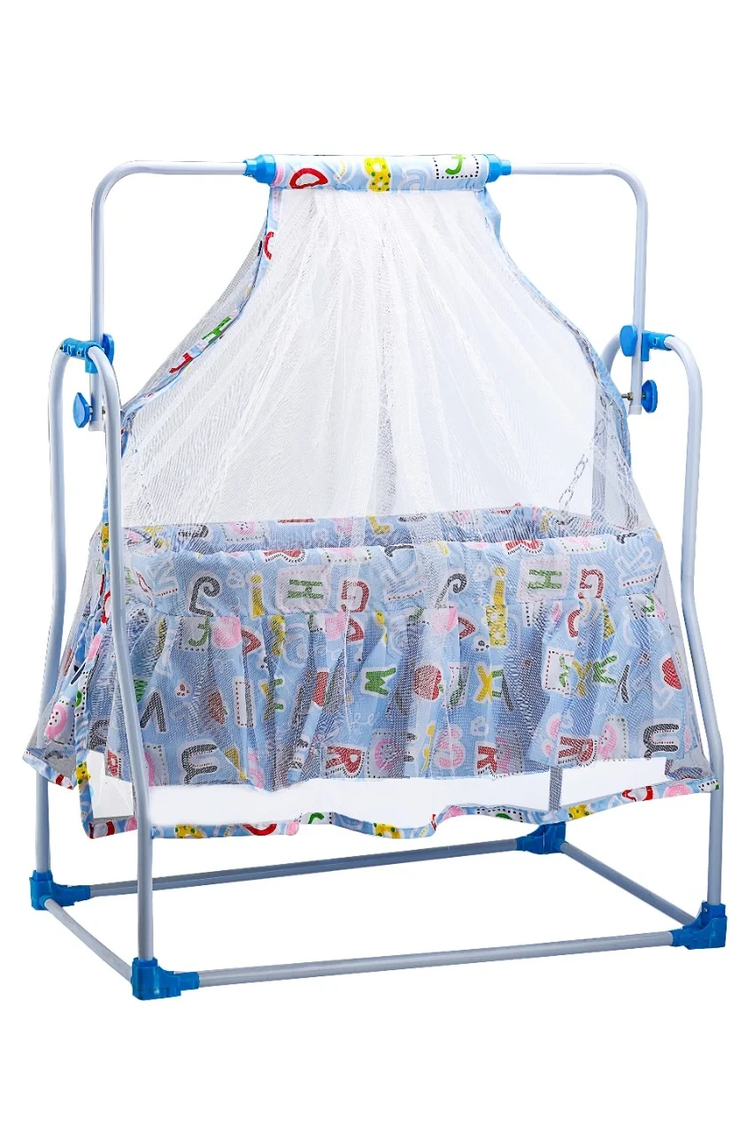 Baby Cradle with Swing and Mosquito Net – Foldable Palna/Jhula/Baggi for Babies 1-24 Months | Spacious Storage & Ventilated Design by Bhasin