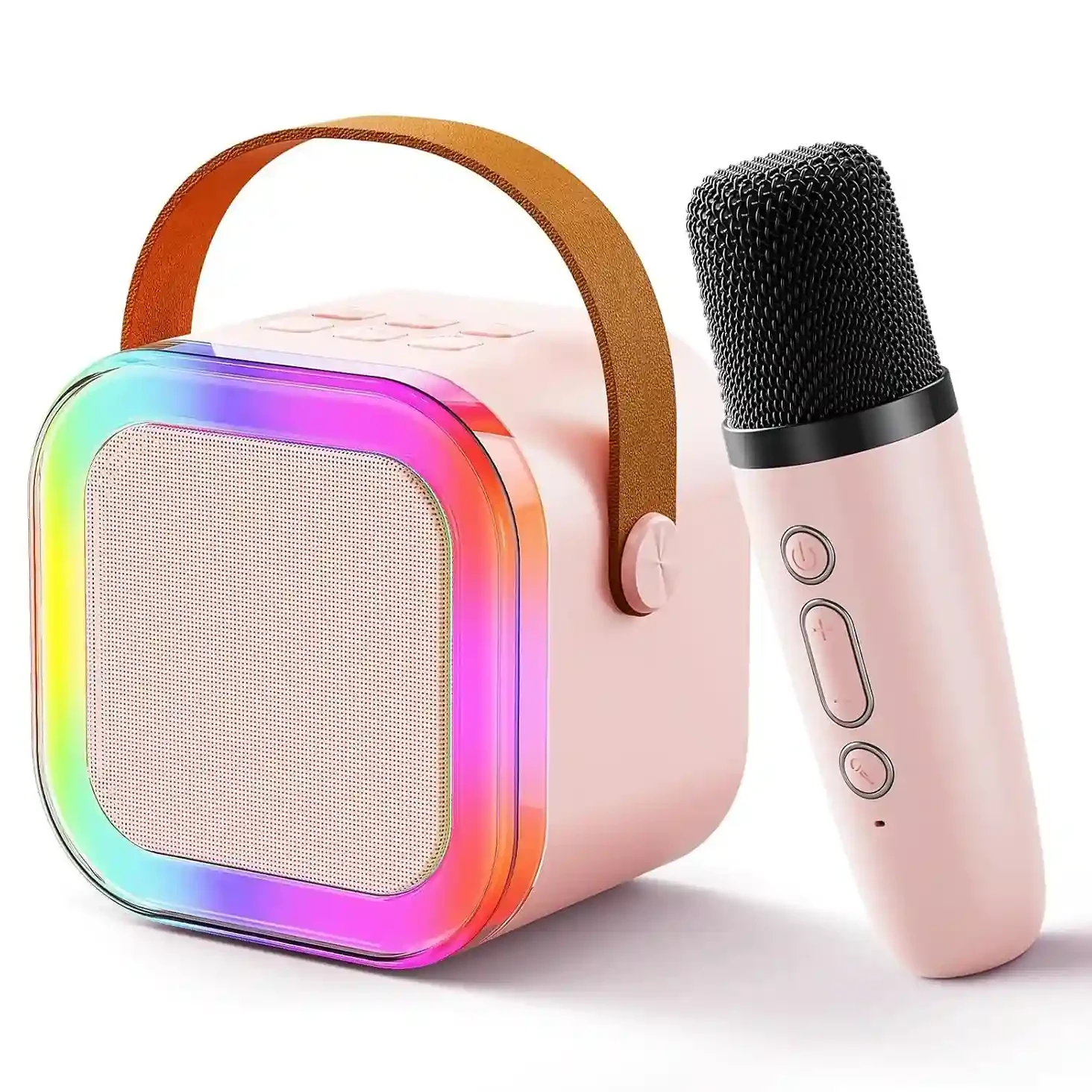 Mini Karaoke Machine for Kids with Wireless Microphone – Portable Bluetooth Speaker, LED Lights, Rechargeable Battery, Ideal for Birthdays and Parties