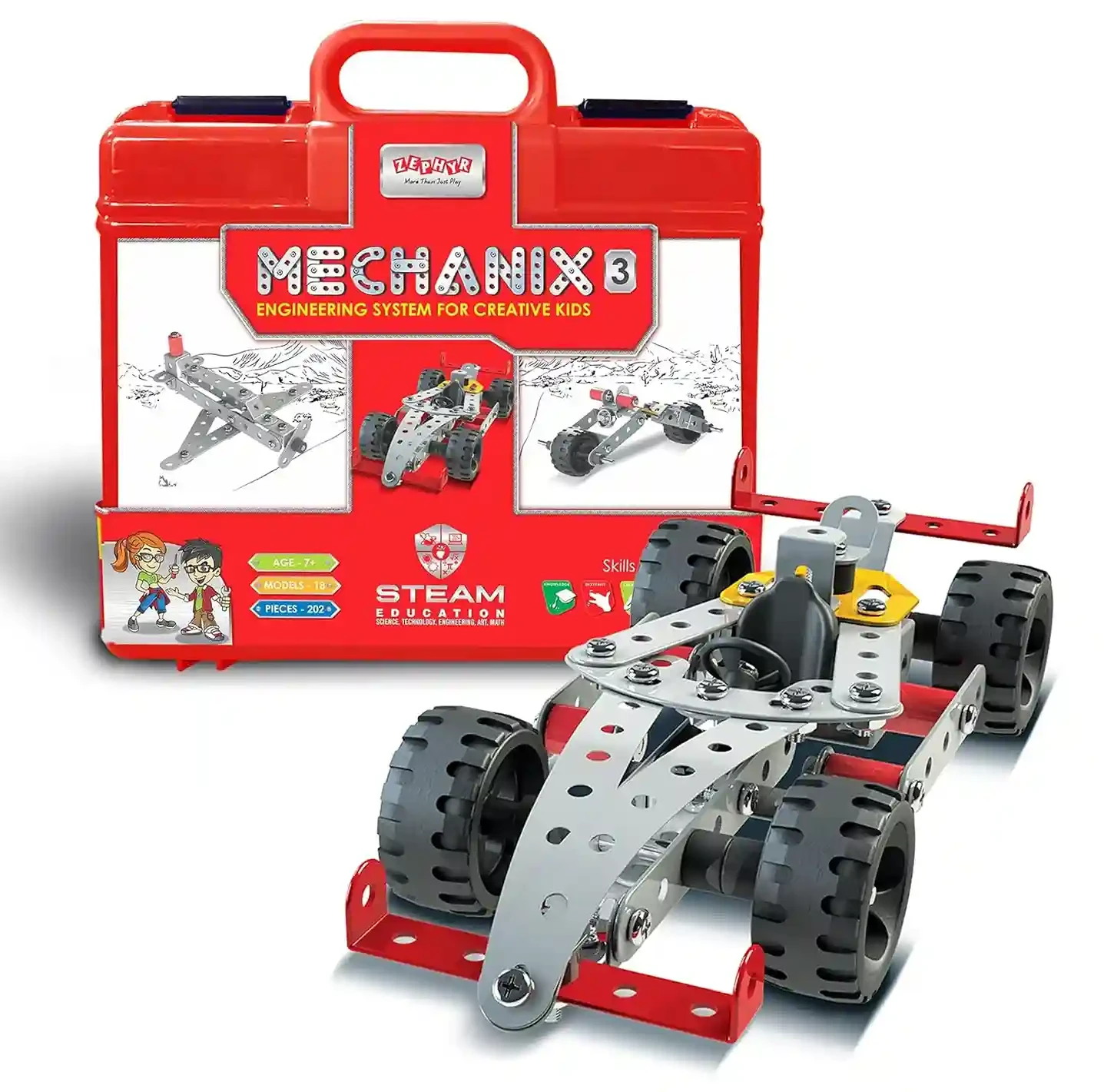 Mechanix-3 Advance Smart Bag – 100+ Piece Building & Construction Toy for Kids Aged 7+ – Multicolor