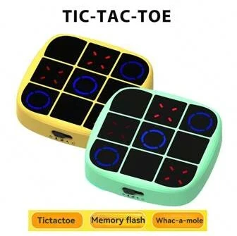 Touch Control AI Tic Tac Toe Bolt Game 4-in-1 Handheld Puzzle Game Console – Electronic Infinite Tic Tac Toes for Educational and Memory Growth