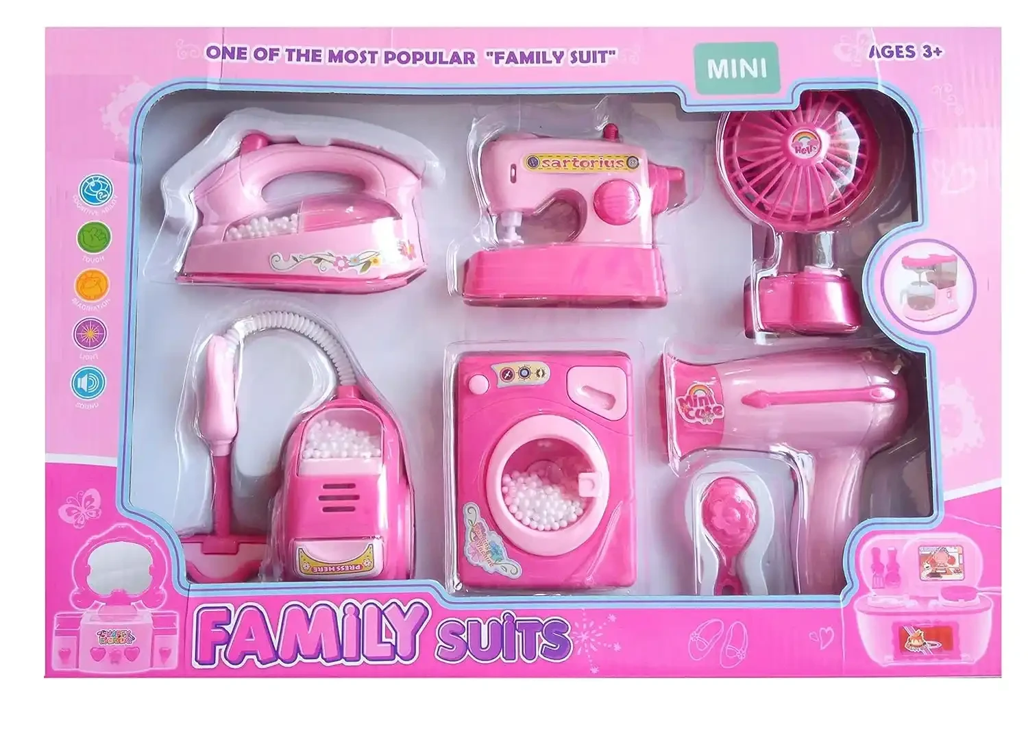 6pc Kitchen Appliance Toy Set for Kids with Working Washing Machine