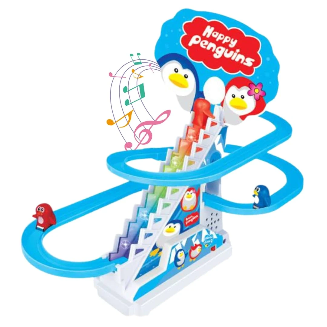 Electric Penguin Slide Toy with Music, Lights & Auto Escalator | Moving Penguin Track Toy for Kids 2-6 Years