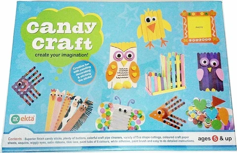 Candy Craft Kit | DIY Candy Stick & Button Art Kit | Creative Craft Set for Kids