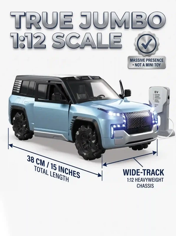 Moka U8 1:12 RC Electric Super-SUV with EV Charging Station, Motorized Doors, Omnidirectional Mecanum Drift, Auto Parking, Dual Gyro & App/Remote for Kids & Collectors