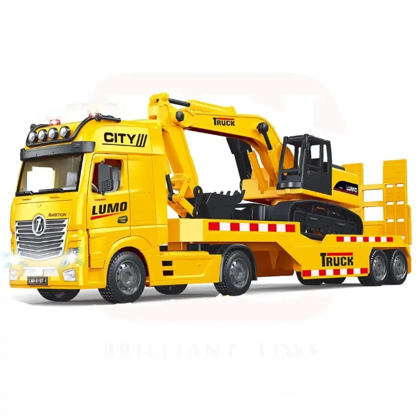 Big Size Tow Truck & Crawler Excavator Yellow Set with Lights and Sounds –  Construction Vehicle