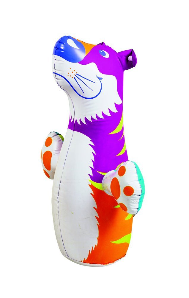 Intex Tiger “Hit Me” Bop Bag with Sand-Weighted Bottom | 98×44 cm Inflatable Punching Bag Toy for Kids (3+ Years)