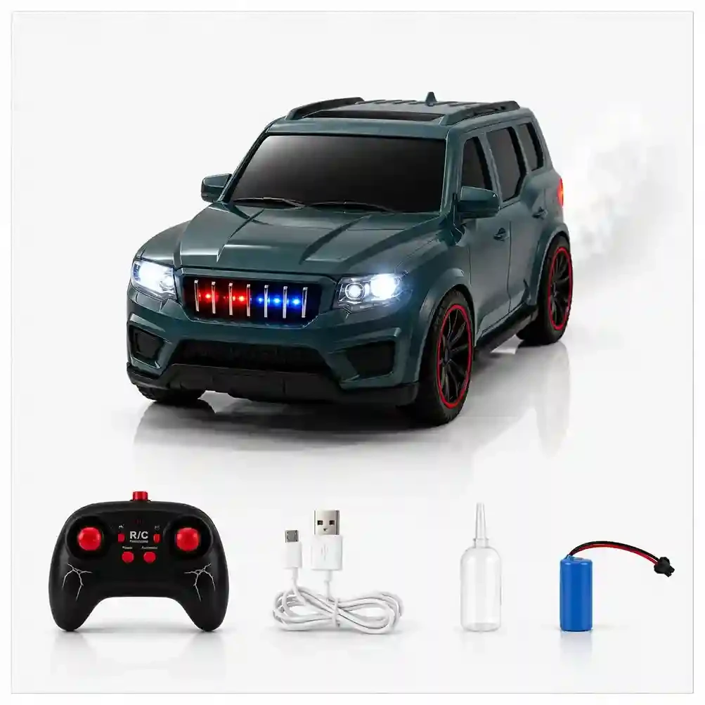 Scorpio N 1:18 RC Scorpio SUV Toy with Rear Mist Spray, Flashing Police Lights & Siren, Indian Songs, 2.4GHz Remote & USB Type-C for Kids Ages 4+