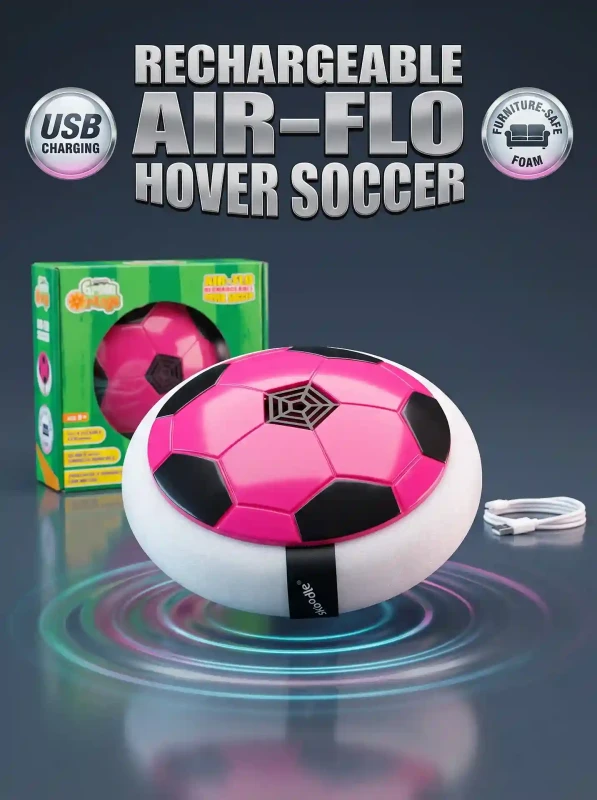 Skoodle Powerplay Airflo Rechargeable Hover Soccer Ball – Indoor Gliding Air Cushion Football with Soft Foam Bumper, USB Charging & BIS Certified Safe Fun for Kids Boys Girls Ages 3+