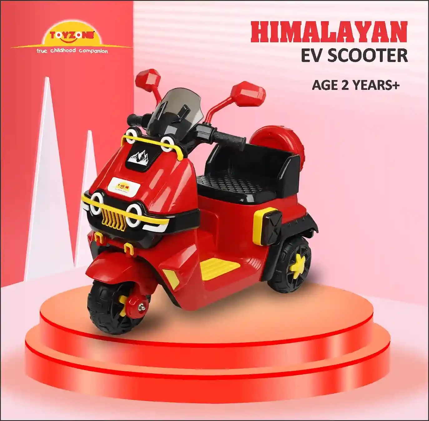 Himalayan Rechargeable Electric Scooter for Kids – Red, 6V Battery, USB Music & LED Lights | Safe 3-Wheel Ride-On for Ages 2+