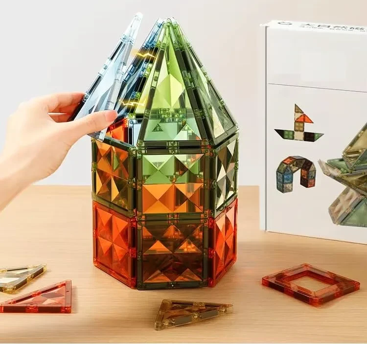 Magic Magnetic Building Blocks 52-Piece – Colorful STEM Construction Set
