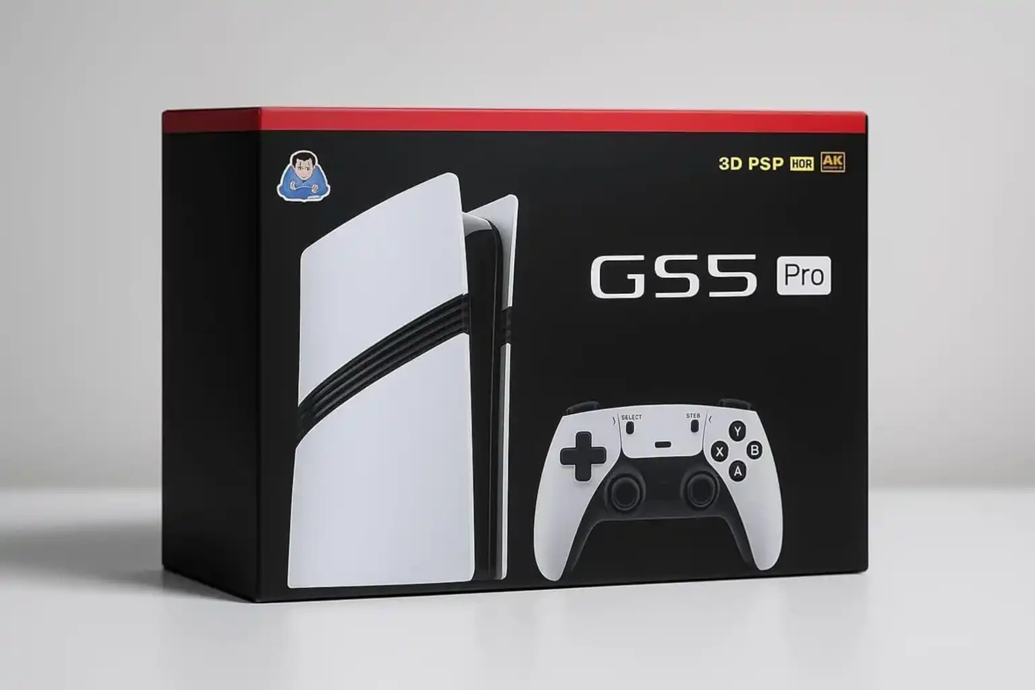 GS5 Pro Retro Video Game Console – 30000+ Built-in Games, 4K Ultra HD HDMI Output with 2 Wireless Controllers & 64GB Card for TV (White & Black)