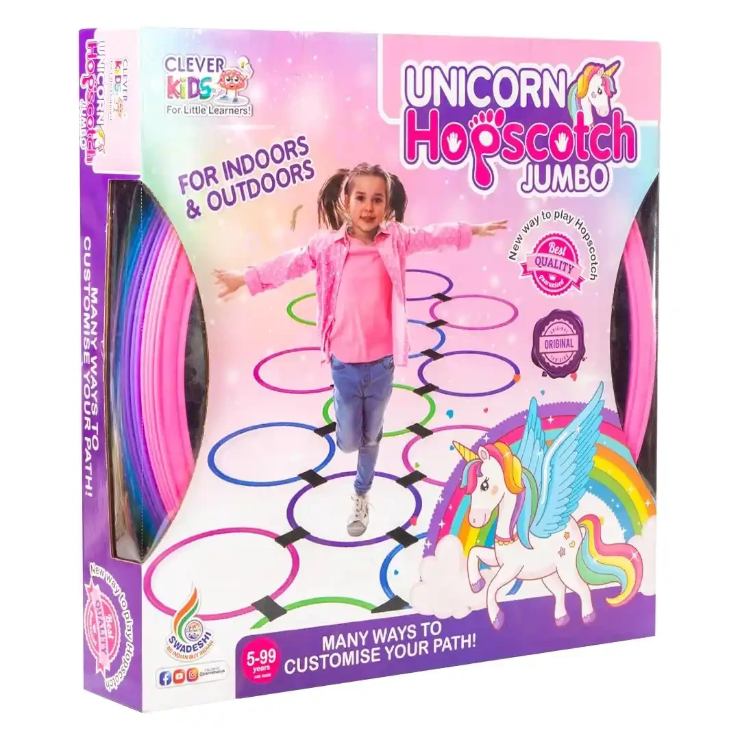 Unicorn Hopscotch Ring Game – Indoor Active Play Set for Kids 2+