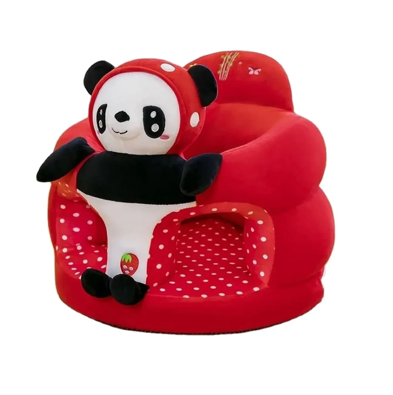 Red  Panda Plush Baby Seater Sofa – Soft Cotton Support Seat for Babies