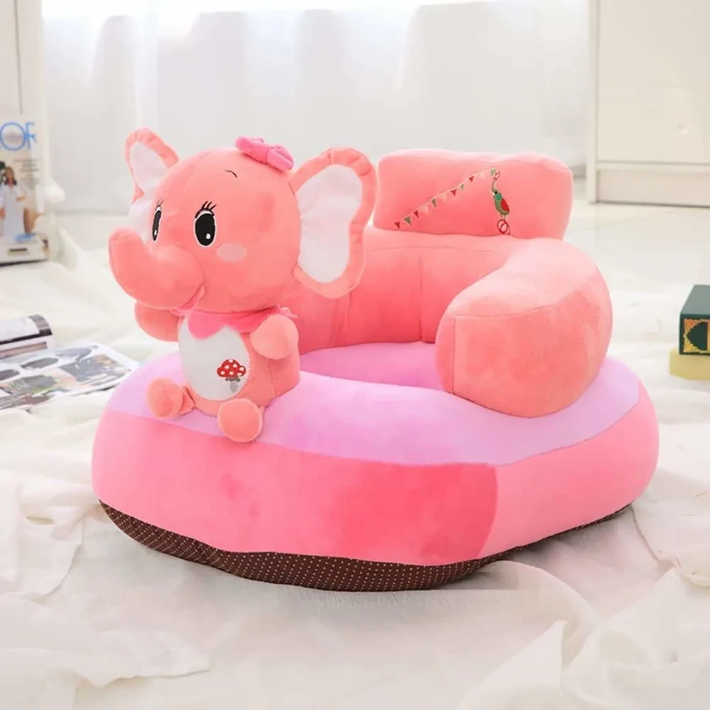 Premium Elephant Shape Baby Sofa Seat – Soft Cotton Rocking Chair for Infants (Pink)