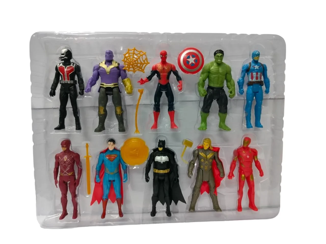 All in One Superhero Action Figure Toy Set – 10 Multicolor Movable Figures for Kids